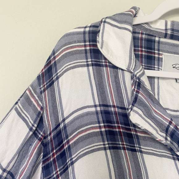 Rails Sleep Shirt White Sky Mauve Plaid Button Front Nightgown Blue/White Large - Picture 6 of 11